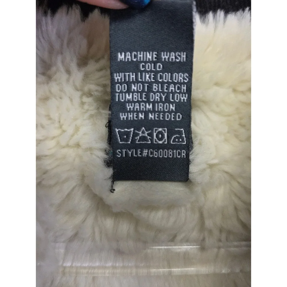 Y2K French Cuff Corduroy Jacket‎ Womens L Black Sherpa Lined Grunge Cozy Fall